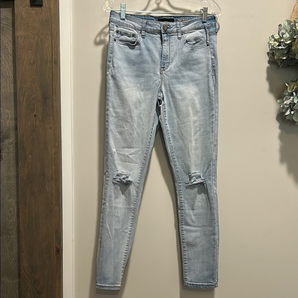 Aeropostale Blue Skinny Jeans with Distressed Details